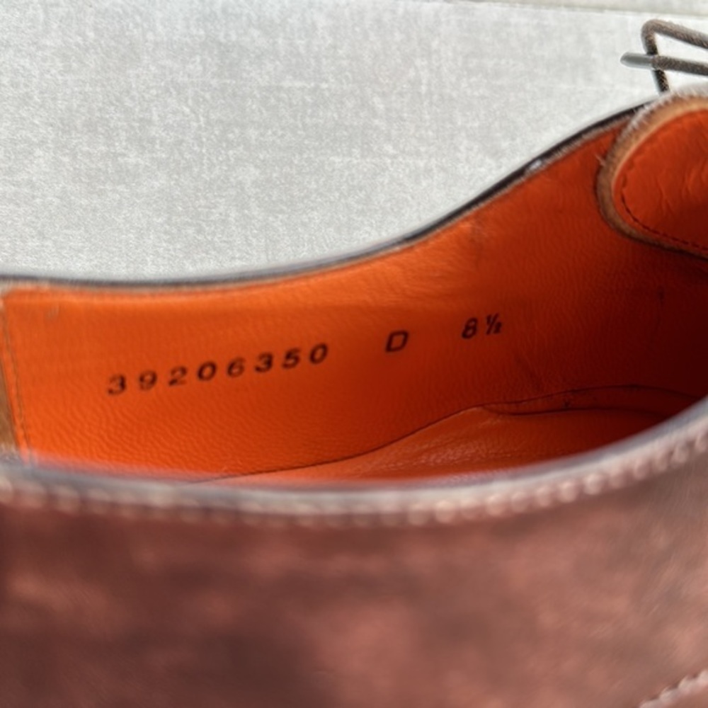 Santoni Brown Leather Oxfords Men’s Dress Shoes - 8.5 - Picture 5 of 8